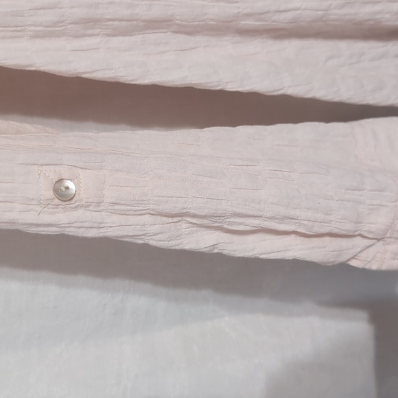 Cynthia Rowley Pale Pink Long Sleeve Textured Cotton Button Up Size Large - Picture 4 of 6